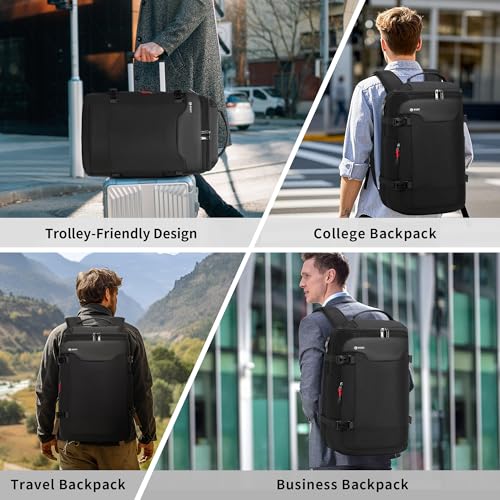 POSO P Vacuum Backpack Travel, 60L Expandable Vacuum Seal Backpack with Pump, Laptop Compartment(Fits 17"), Water-Resistant Compression Back pack, Business Carry-On Bag Gifts for Men Flight Weekend - Image 4