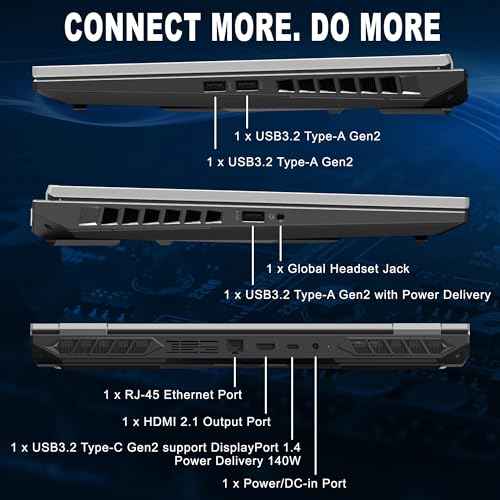 Image of 24 Cores 14th Gen Intel Core i9-14900HX Gaming Laptop, 16GB DDR5 RAM, 2TB PCIe4 NVMe SSD, GeForce RTX 5060 8GB GDDR7 GPU, 16 inch Ultra HD Display 16:10 2.5K 180Hz, Wi-Fi 6, RGB Backlit, Win11 Pro