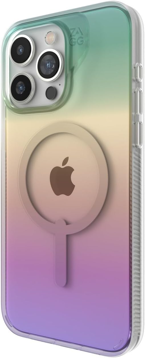 ZAGG Milan Snap iPhone 15 Case - MagSafe Phone Case with Drop Protection (13ft/4m), Durable Graphene, Anti-Yellowing & Scratch-Resistant, Wireless Charging MagSafe Case, Iridescent