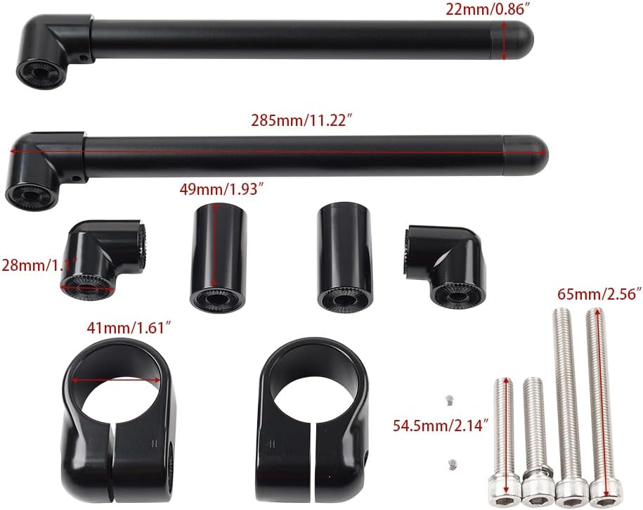 Cnthan7 Cafe Racer Bars Handlebar Fork Tube Extended 49mm Black 41mm Aluminum Universal for motorcycles with 31mm-58mm fork tube 3PCS