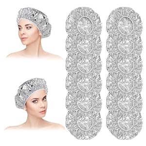 12 stks Diepe Conditioning Haar Cap Herbruikbare Aluminiumfolie Warmte Cap Processing Caps Haarkleuring Douchecaps voor Haarverf Tin Folie Hoed voor Thuis Salon Gebruik