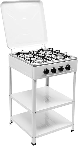 Estufa de gas de 4 quemadores, 300000BTU portátil de GNL, estufa de parrilla de campamento de acero inoxidable con soporte para patas y adaptador de