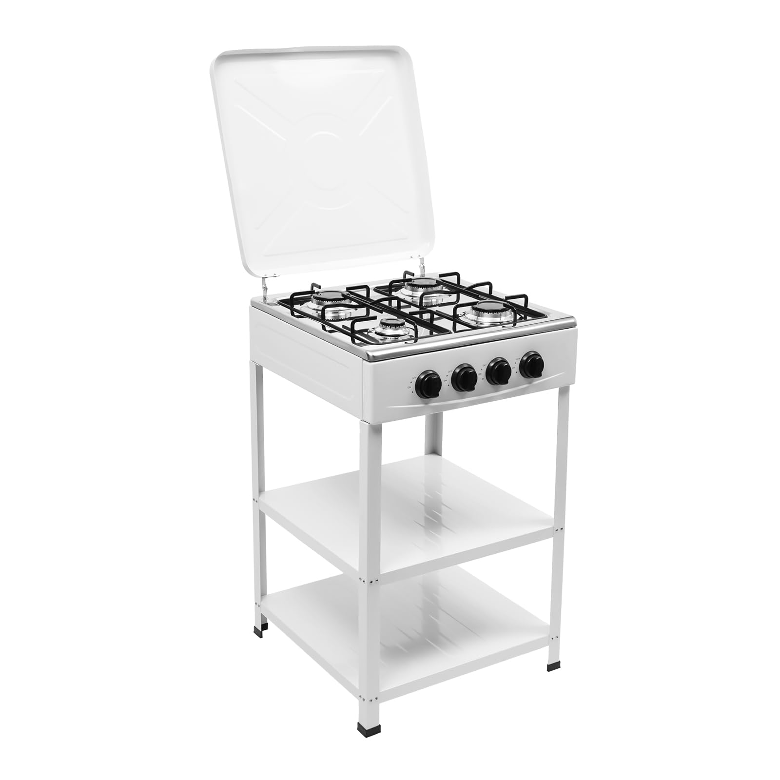 Fornello a gas da campeggio, 2,0 kW, 4 fiamme, con piano cottura a gas, fornello a gas, per interni, per campeggio, per esterni, portatile, per bombola di gas