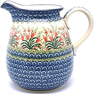 Polish Pottery Pitcher - 2 quart - Crimson Bells