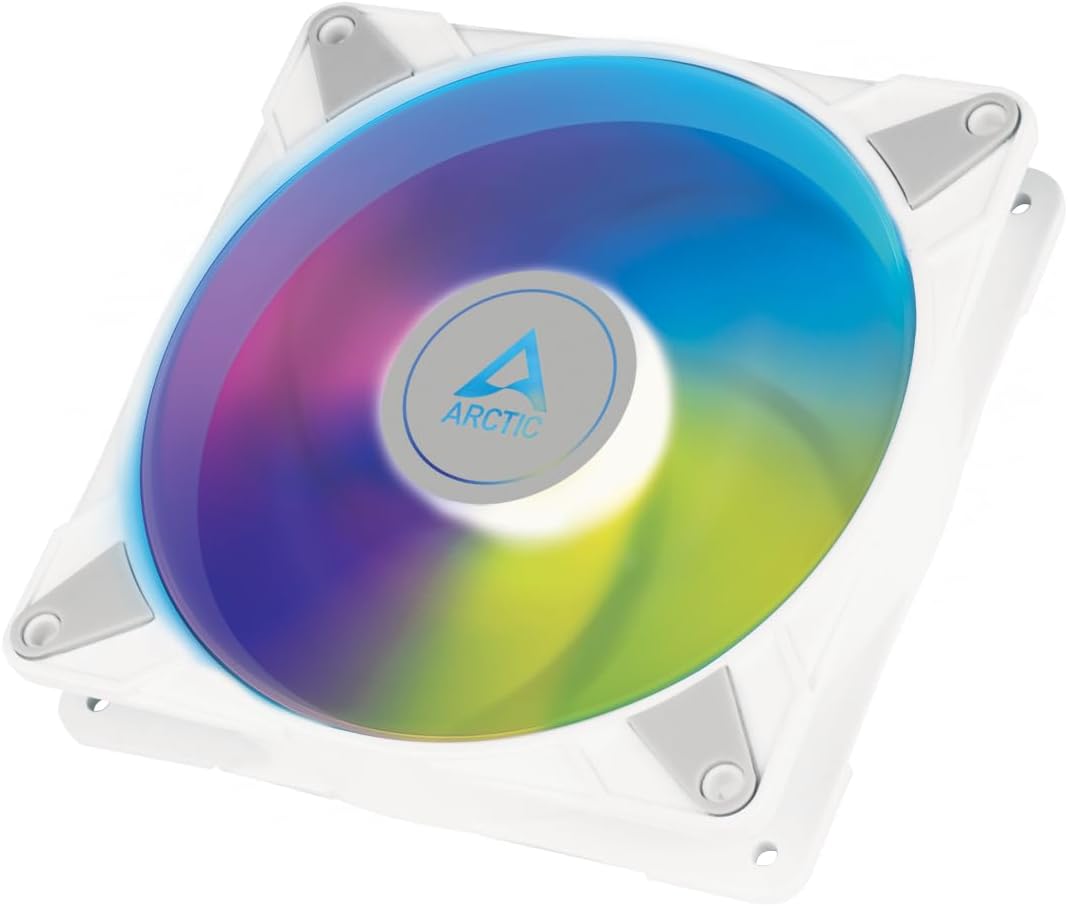 ARCTIC P14 PWM PST A-RGB - Case Fan, 140 mm PWM, Optimised for Static Pressure, Semi-Passive: 200-1900 RPM (0 RPM <5%), 5V 3 Pin A-RGB LED, Single Fan - White