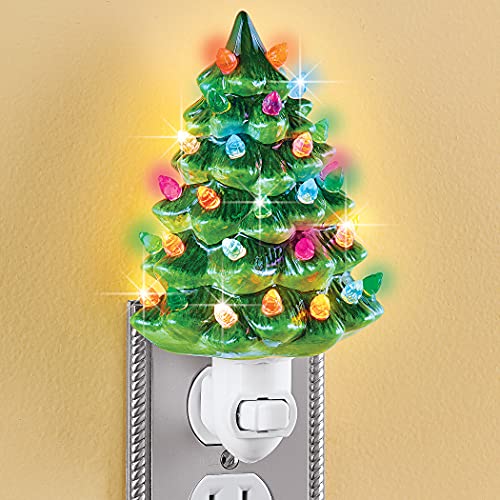 Collections-Etc-Ceramic-Christmas-Tree-Night-Light-6H-Nostalgic-Decorative-Bathroom-Decoration-Green Collections Etc Ceramic Christmas Tree Night Light 6H Nostalgic Decorative Bathroom Decoration Green