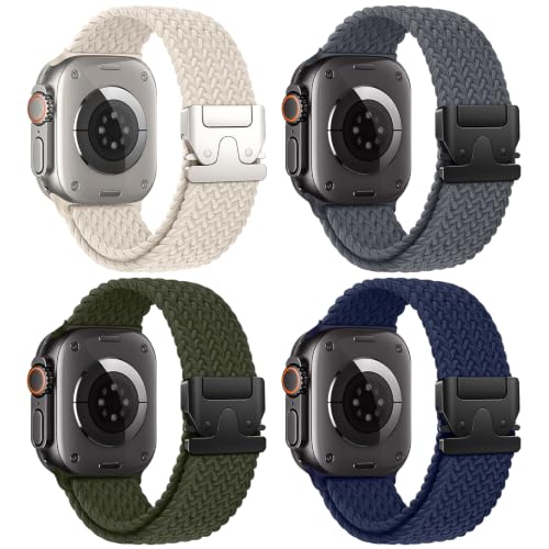 4 Pack Stretchy Nylon Band Compatible with Apple Watch Bands for Men Women