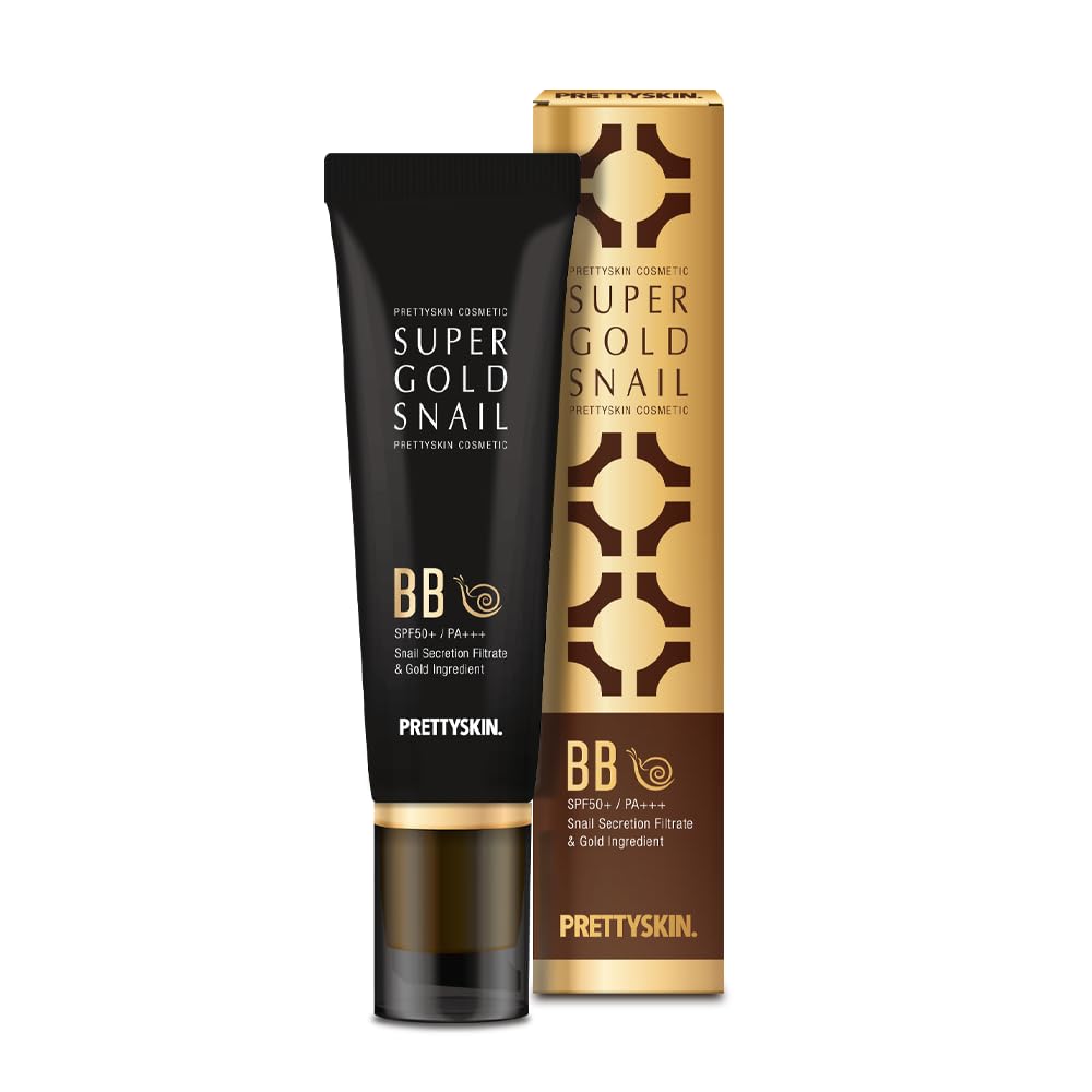 PRETTYSKIN Hydrating BB Cream for Uneven Skin Tone & Blemishes – Lightweight, High-Coverage Korean Beauty Formula with Snail Mucin & Gold – Breathable Daily Makeup 1.75 fl oz