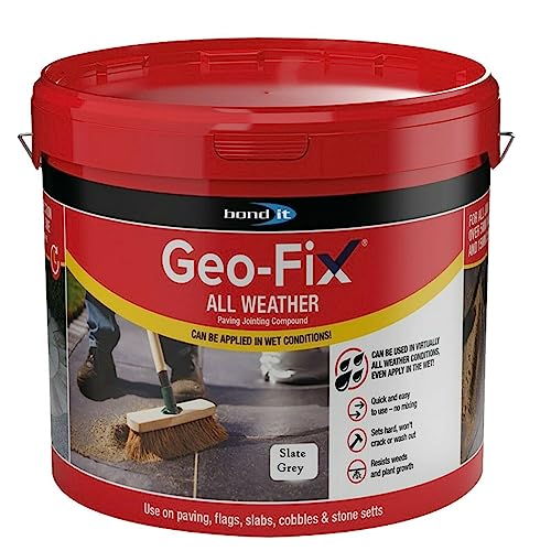 ARA CHOICE Geo-Fix All Weather Ready Mixed Jointing Patio Paving Compound Grout Colour 14kg Ready Mixed Easy Ready Mixed Pointing Mortar Joint Filler for Dry and Wet Conditions (Slate Grey), (BD14)