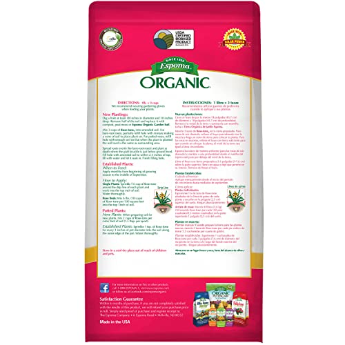 Fertilizante orgánico Espoma Rose-Tone 8 lb paquete 3 unidades miniatura 3