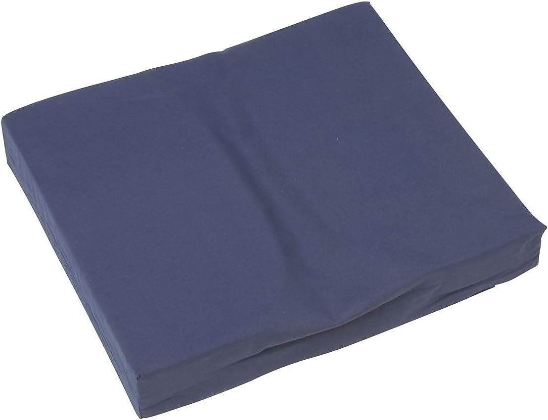 Cojín de espuma de doble corte para asiento de coxis, cojín de espuma firme para silla, cojín para silla de ruedas, cojín para silla de ordenador, cojín de suelo, 16.0 x 18.0 x 3.0 in, color azul marino