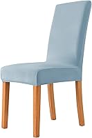 Vista 15 de Fundas elásticas para sillas de comedor, fundas protectoras de asiento extraíbles de terciopelo suave para silla Parson (2, beige)