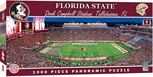Image of MasterPieces - 1000 Piece Jigsaw Puzzle, NCAA Florida State Seminoles, Panoramic Football Stadium View, Fun for Adults and Family, 13 inchx39