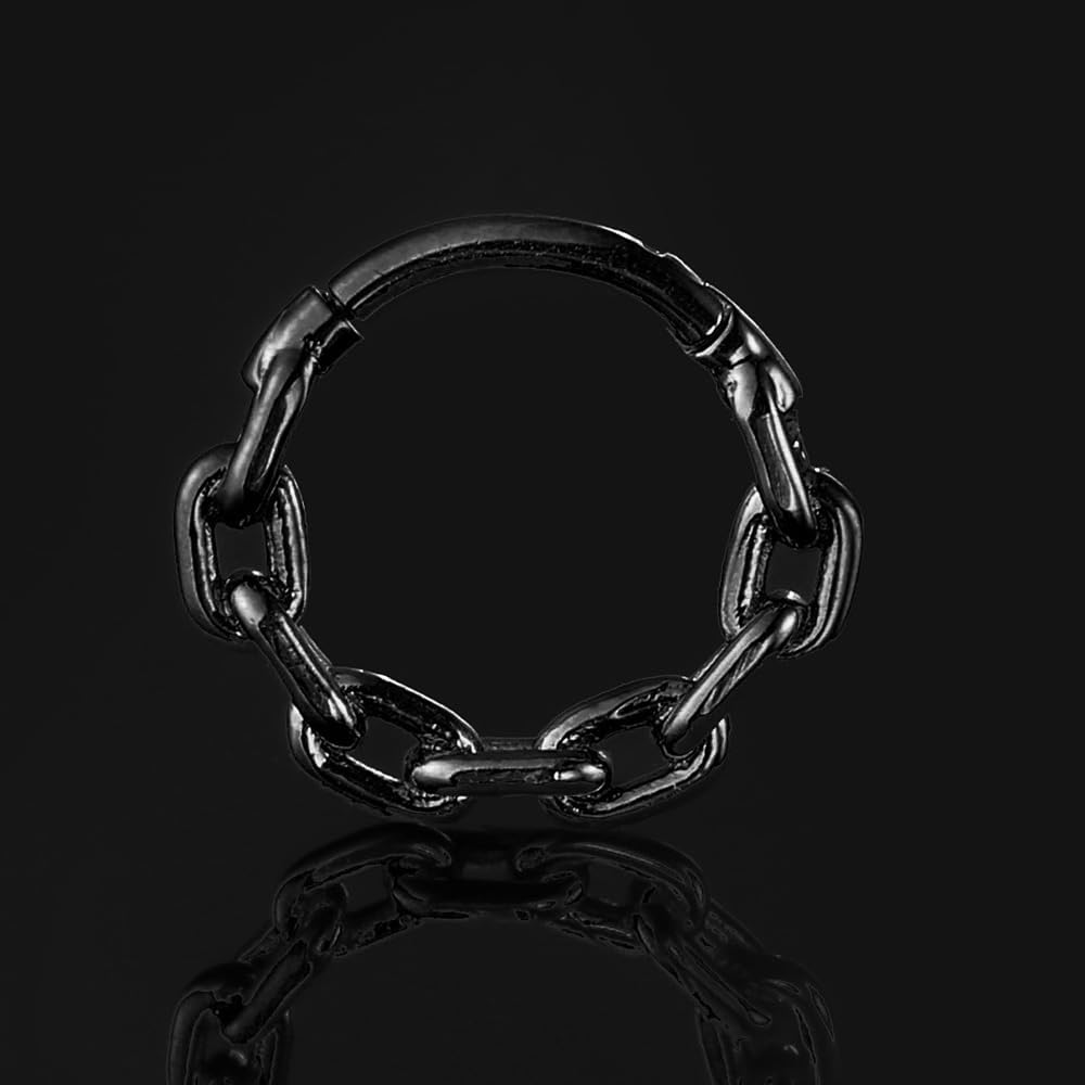 Chain Septum Rings 16G/(8mm,10mm,12mm) Nose ring Dainty Helix Daith Earrings for men/women 316L Stainless steel Daith Piercing Jewelry Silver Gold Black - Image 3