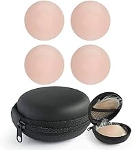 Nipple Cover Reusable Thin Silicone Nipple Pasties for Women Reusable Adhesive Nipple Pads for Discreet Packaging (2 Pair) (2 Pair with Case) Beige