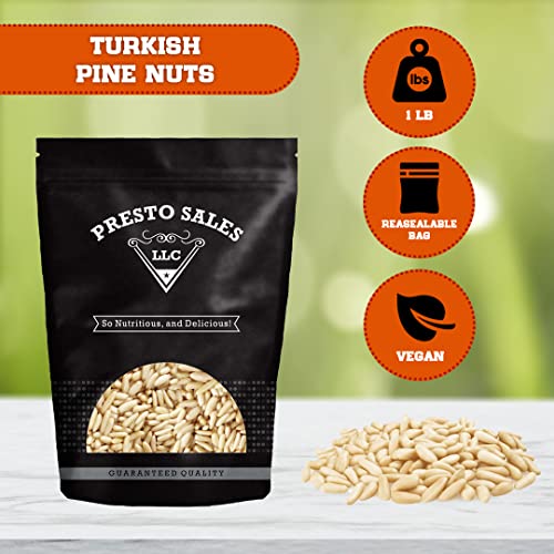 Presto Sales Pine Nuts, Turkish Mediterranean 16 Oz. | Sweet Nutritious, Superfood, Increases Your Energy Levels | Resealable 1 Lb. Bag By Presto Sales Llc #TOP24
