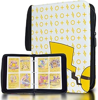 Trading Card Binder, Game Cards Binder, 50PCS Card Binder 4 Pocket Pages can Holds Up to 400 Cards, Card Binder With Sleeve and Zippe, Gift From Card Collector