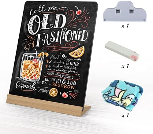NEWNEWSHOW 8.7x12 Inch Tabletop Chalkboard with Wood Holder, Store Signs Chalkboard Menu Chalkboard Stand, Message Board, Bar and Special Event Decorations, Double-Sided Painting