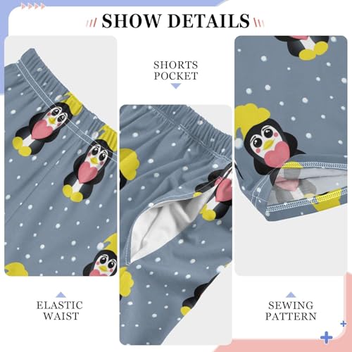 ZZXXB Penguin Polka Dot Boys Long Pants Soft Trousers Elastic Waist Kids Lounge Bottoms with Pockets S-XL4