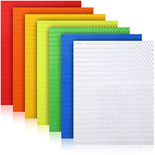 Zonon 7 Sheets 8.86'' x 11.42'' Adhesive Reflective Stickers Flexible Waterproof Warning Reflective Tape Night Lighting Safe Stickers for Car Truck Trailer Motorcycle Bicycle Mailbox