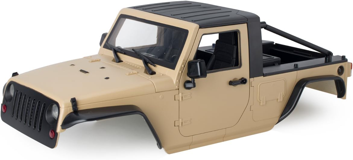 313mm Wheelbase Hard Plastic Pickup Body Shell Unassembled Kit for 1/10 RC Crawler Car Axial SCX10 90046 Jeep Wrangler (Desert Yellow)