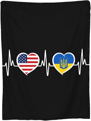 Miniatura 9 de Manta de franela cálida y ultrasuave con bandera de Estados Unidos y Ucrania, color negro, para todas las estaciones, decoración del hogar, regalos