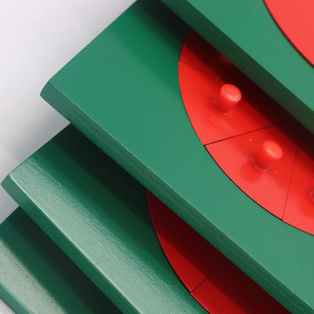 Mfumyy Montessori Wooden Circular Fractions Puzzles Board 10 Pack Learn Fractions Knob Puzzle Early Math Sensorial Education Toys for 3-6 Years