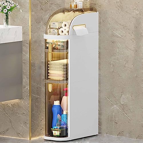 MEILISHAOMEI Armario de baño de 4 niveles, estrecho, de gran capacidad, estrecho, alto, delgado, con cajones de plástico y ruedas, unidad de almacenamiento vertical para papel higiénico