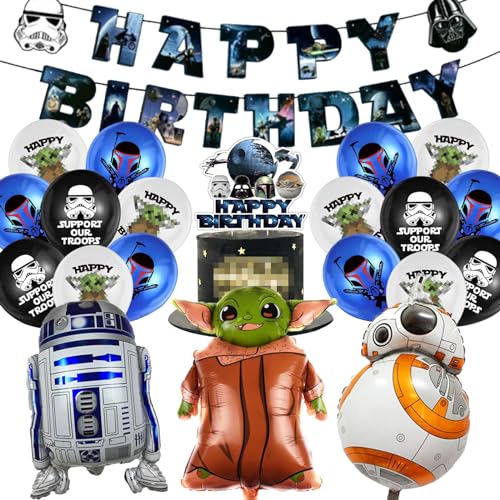Mizijia 20 peças Sta War Set de aniversário com balões para crianças, balões Yod para festas de aniversário infantis, balões de festa de aniversário para crianças