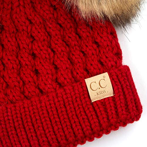 Image of C.C Exclusives Children Kid Double Pompom Knitted Beanie for Kids Ages 2-5 (KID-23)(KID-24)(KIDS-2055)