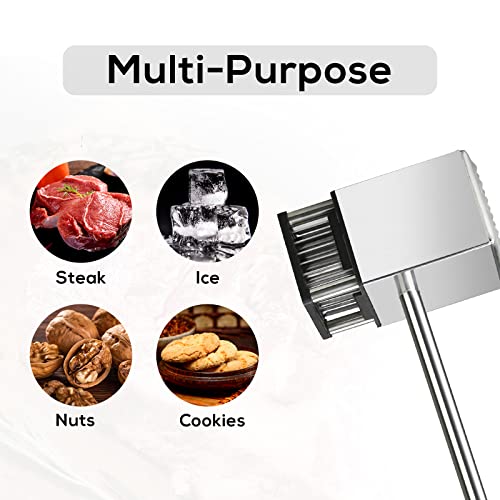Meat Tenderizer Hammer Tool 18/8 Stainless Steel Meat Mallet Pounder Dual-Sided 36 Sharp Blades With Wooden Handle For Steak Beef Chicken (Wooden) #TOP4