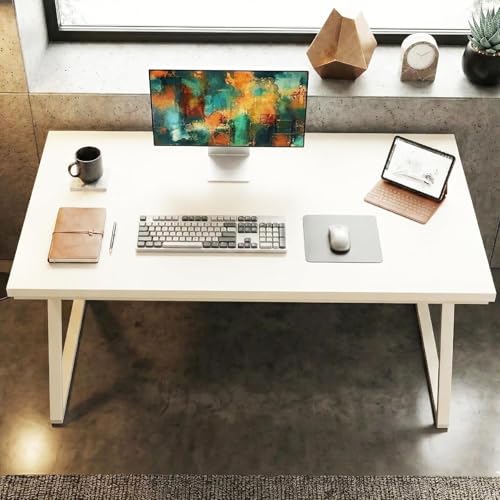 Image of Klaxon Modern Computer Table for Home PC - Multipurpose Office Desk for Home & Work | Gaming Table, Computer Table, Desktop Table for Home Office (K Type White)
