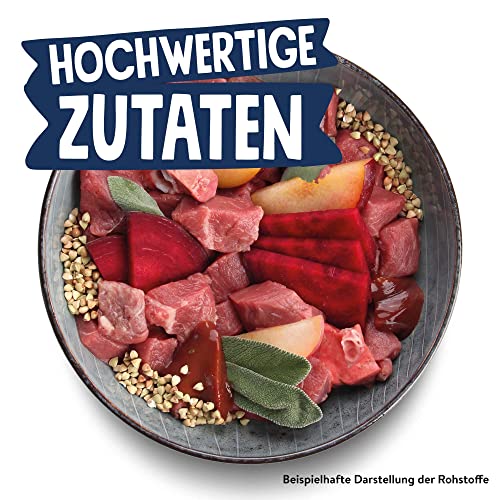 Pets Deli Mini Hunde Nassfutter Rind & Buchweizen für kleine, wählerische Rassen, leicht verdaulich, getreidefrei, ohne Zucker, 16x100 g, Premium Qualität