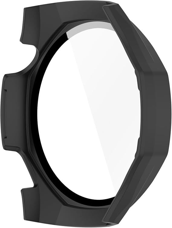 Compatible with Huawei Watch GT5 Pro 46mm Smartwatch Full Coverage PC Protective Case Cover with Tempered Glass Touchable Screen Protector Smartwatch Accessories(Black)