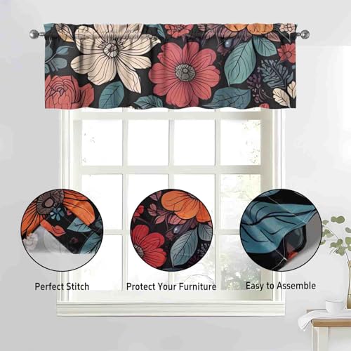 Image of Boho Kitchen Curtains 3 Piece Set Tier Valance Window Decor