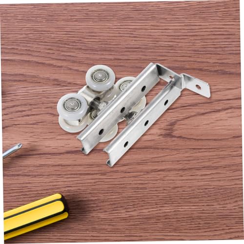 Ensamblaje de poleas para puerta corrediza Veemoon 2 piezas para instalación fácil y sin esfuerzo, kit de herrajes para puertas modernas miniatura 6