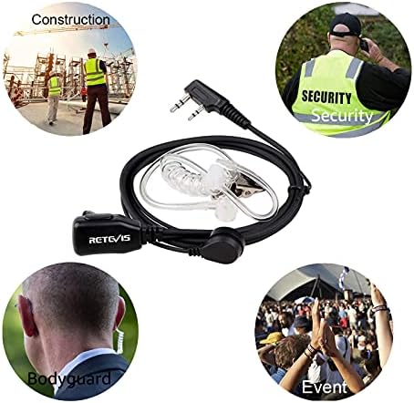 Retevis Two Way Radio Earpiece Radio Headset 2 Pin Covert Acoustic Tube Compatible with Walkie Talkie Retevis RT24 RT27 RT28 eSynic Baofeng UV-5R BF-888S KENWOOD Earphones for Walkie Talkie (5 Pcs)