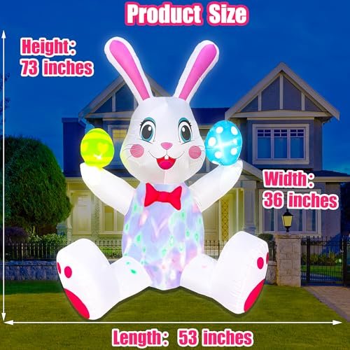 Décorations de Pâques gonflables : lapin géant 1m80 extérieur avec œuf coloré - 6