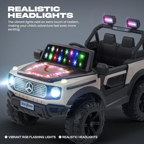 Image of Baybee Benzie 4x4 Battery Operated Jeep for Kids, Ride on Toy Kid Car with RGB Windshield Light & Music | Baby Big Battery Cars | Electric Jeep Car for Kids to Drive 2 to 6 Years (Desert)