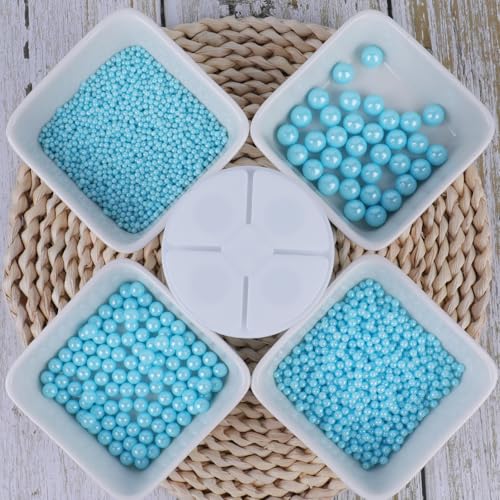 Image of Sprinkles for Cake Decorating, 7.8oz Light Blue Pearl Sprinkles 4 Sizes Mix for Cake Cupcake Cookie Baking Donuts Ice Cream Toppings