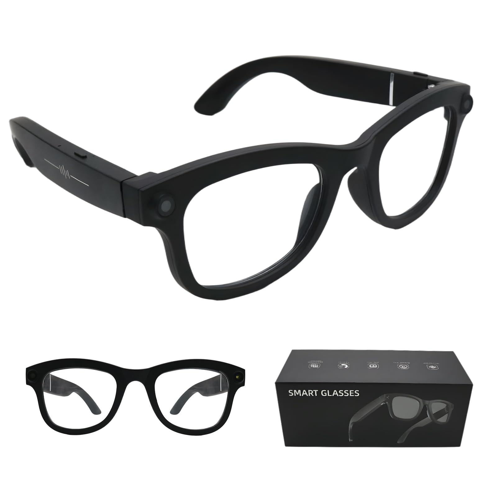 AI Smart Glasses with Camera, Bluetooth Wearable Tech Eyeglasses for Men and Women, Photo Video Recording, Dual-Mic Noise Reduction, Voice Control Long Lightweight Fashion Camera Glasses (M20)-image-1