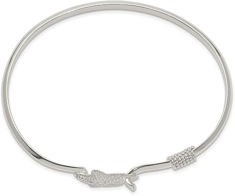 Solid 925 Sterling Silver and Textured Starfish Bangle Cuff Bracelet (Width 36mm)