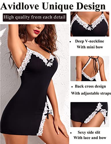 Avidlove Womens Lingerie Sexy Lingerie Dress For Women Negligee Lingerie Sets For Women Sexy (Black,Xl) #TOP5