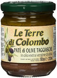 Le Terre di Colombo  Taggiasca Olive Paste - in Extra Virgin Olive Oil (10%) - Pack of 6 x 212 ml