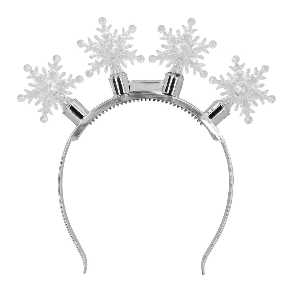 Boland - 13303 - LED Tiara Płatki Śniegu, opaska do włosów z oświetleniem, akcesorium do kostiumów, akcesorium na imprezę tematyczną, karnawał i JGA