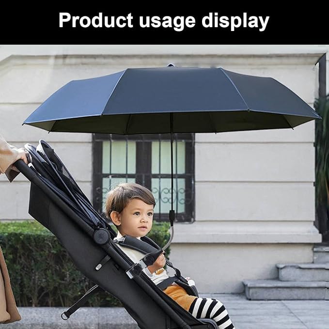Sombrilla Carro Bebe Universal con Protección UV50+ Sombrilla Carrito Bebe Diámetro 90CM con Abrazadera de Fijación para Cochecito y Silla
