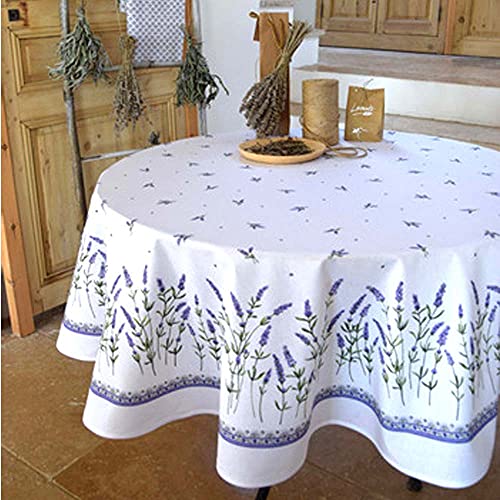 Nappe Ronde Coton Enduit Plastifiée Lavandines B 1m77