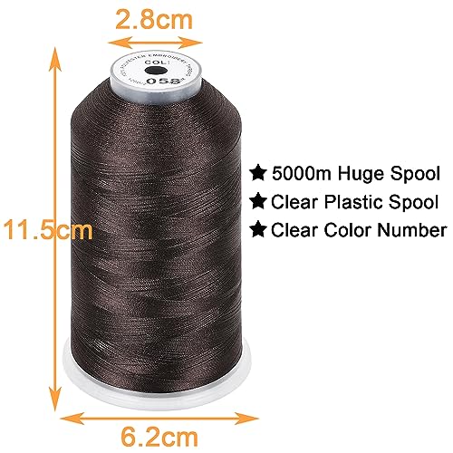 Image of New brothread - Single Huge Spool 5000M Each Polyester Embroidery Machine Thread 40WT for Commercial and Domestic Machines - Dark Brown