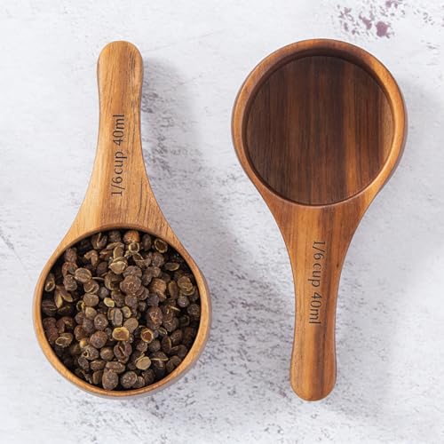 MornHalo 2PCS Acacia Wood Coffee Scoops Small Wooden Coffee Scoop for Jars and Containers Wooden scoop Tablespoon Bean Scoop Cute Coffee Beans Measuring Scoop for Cooking Bath Salt