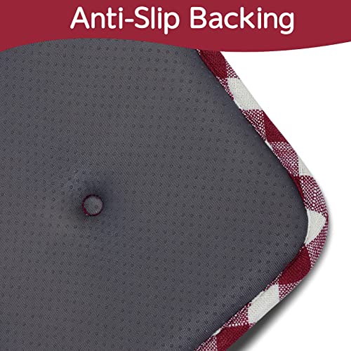 Shinnwa Kitchen Chair Cushions Set Of 4 Non Slip Seat Cushions For Dining Chairs U-Shaped Farmhouse Chair Pads For Wood Chairs, Machine Washable, 15.5”X15.5”, Checkered Red/White #TOP2
